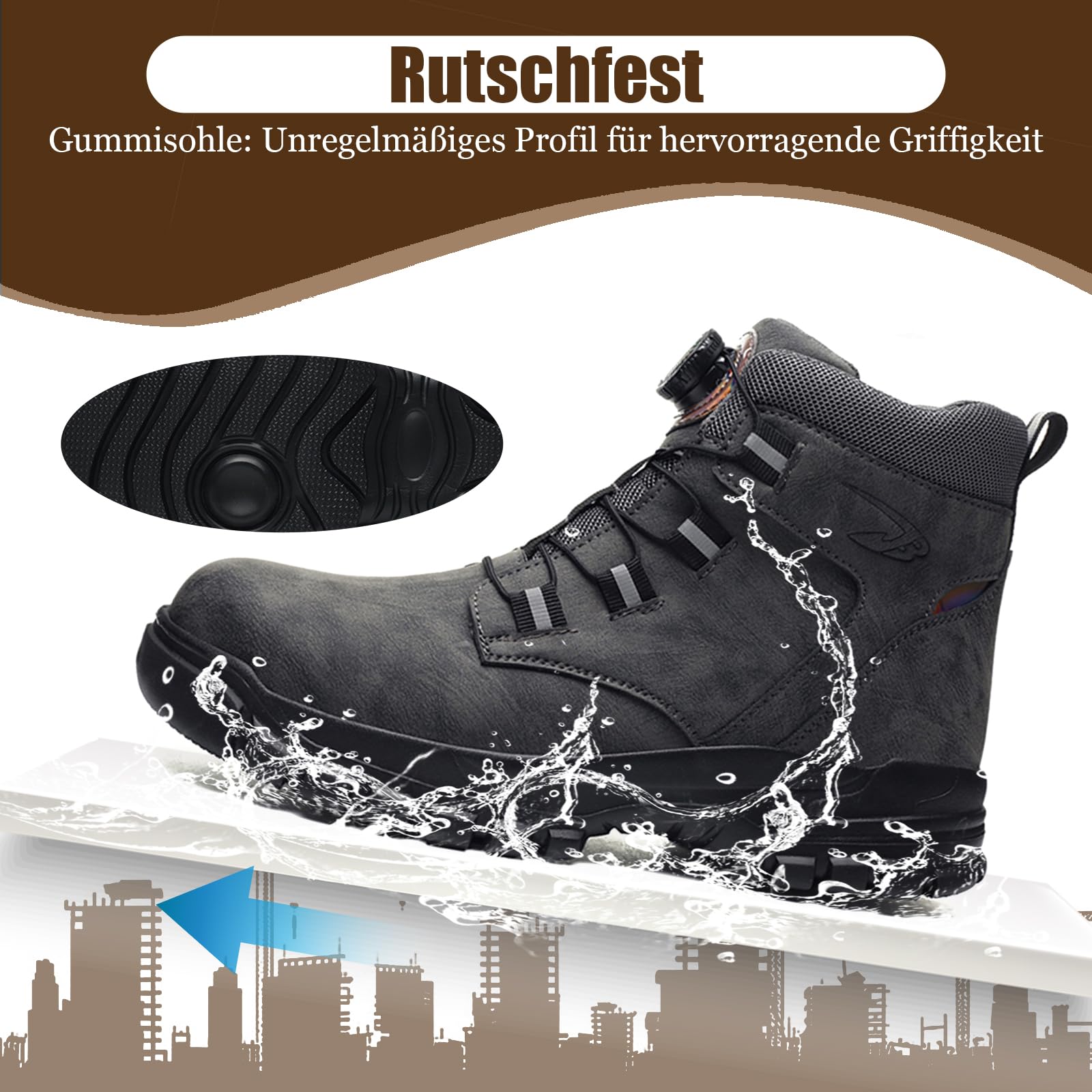 Botas de Seguridad para Hombre Impermeable Zapatos de Seguridad Ligero Zapatillas Trabajo Caña Alta Calzado Trabajo con Punteras de Acero