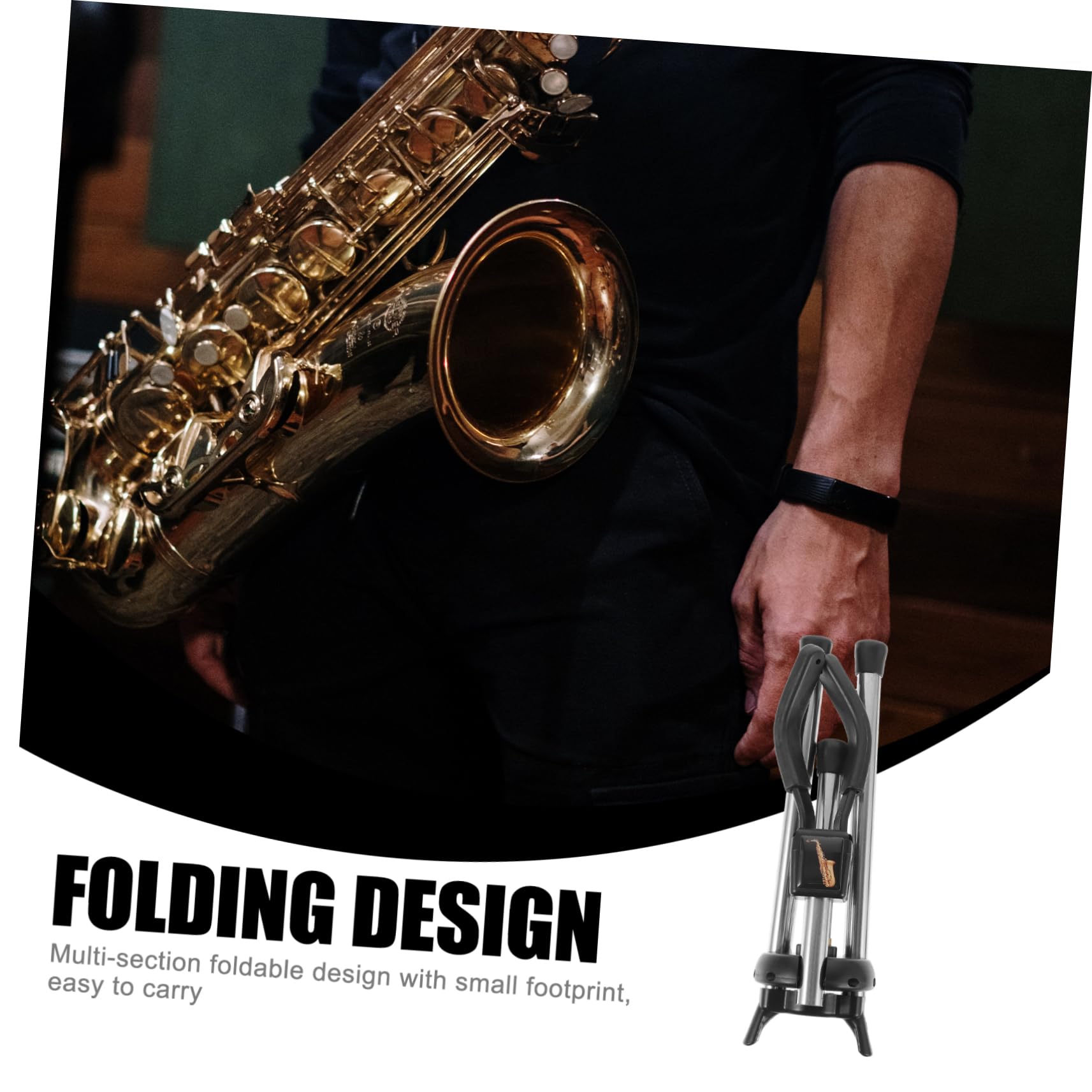 COSMEVIVI Saxophone Tripod Stand Holder Saxophone Display Bracket Foldable Wind Instrument Bracket Black