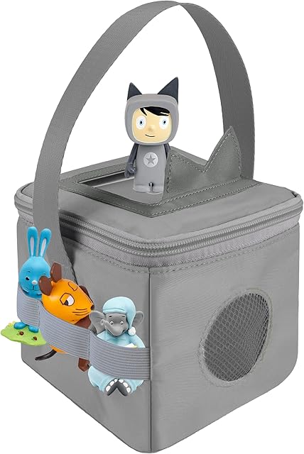 Carry Case for Toniebox and Tonies Characters UK, with a Cover for Sound Voulume Button, Grey Pouch for Tonies Transportation and Storage, Organizer for Creative Tonies, Kids Audio Books Bag