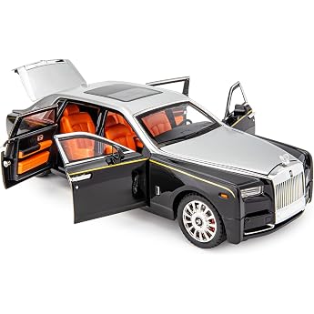 imtfzct 1/18 Rolls Royce Phantom Model Car Alloy Die Cast Collectible Trolley Toy Car Classic Two Door Model Car Logo Foldable Gift Silver