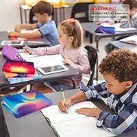 Vista 6 de Feela Paquete de 7 fundas de tela jumbo con patrón de neón, lavables, duraderas, reutilizables, elásticas, para libros de texto y cuadernos de tapa