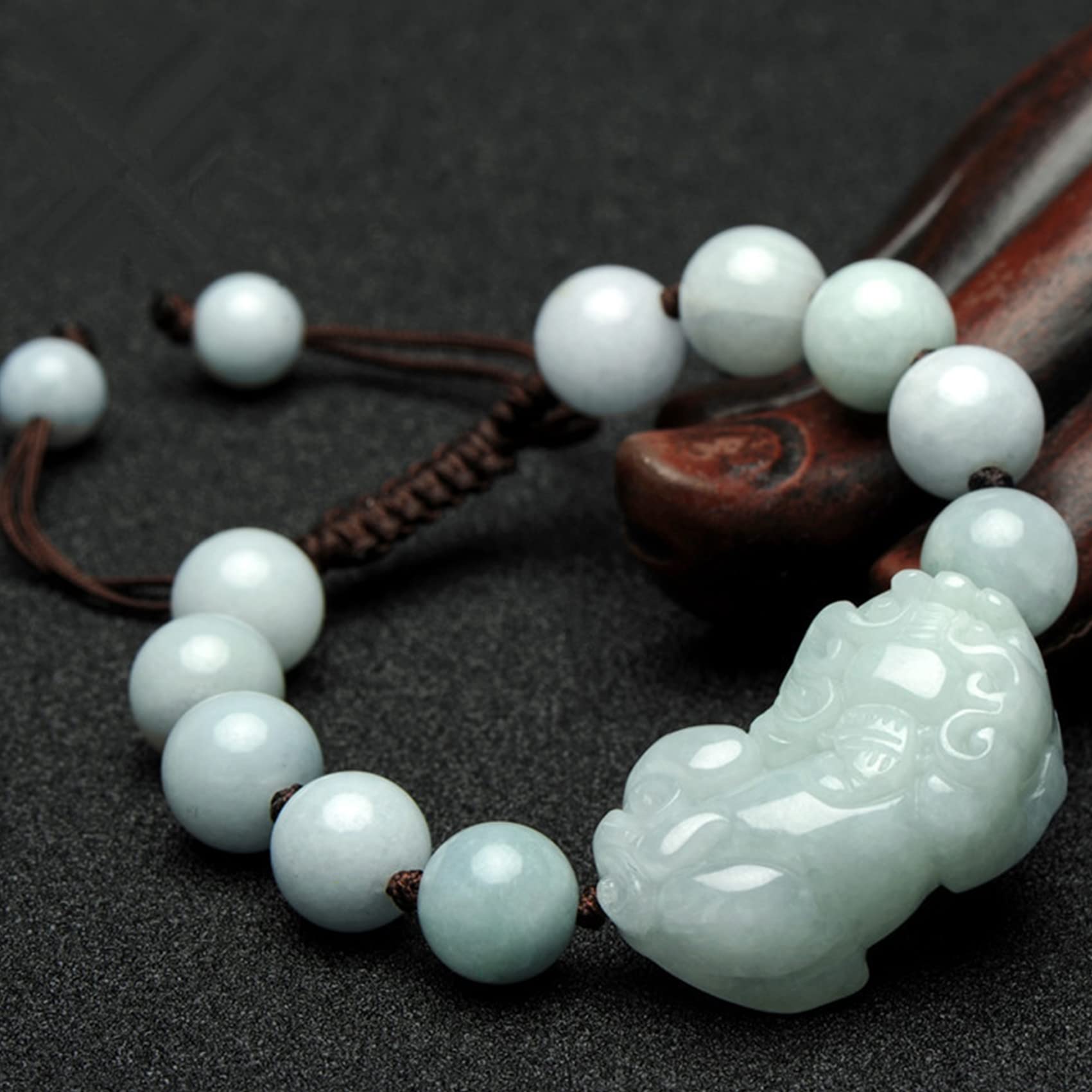 Pulsera de la Suerte, Pulsera Feng Shui, Pi Yao Jade para Mujeres y Hombres, Amuleto Piedra Preciosa Hilo Rojo Chino, ágata roja