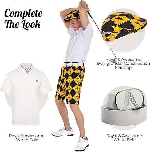 Miniatura 4 de Royal & Awesome Pantalones cortos de golf para hombre, pantalones cortos de golf locos para hombres, pantalones cortos a cuadros para hombre,