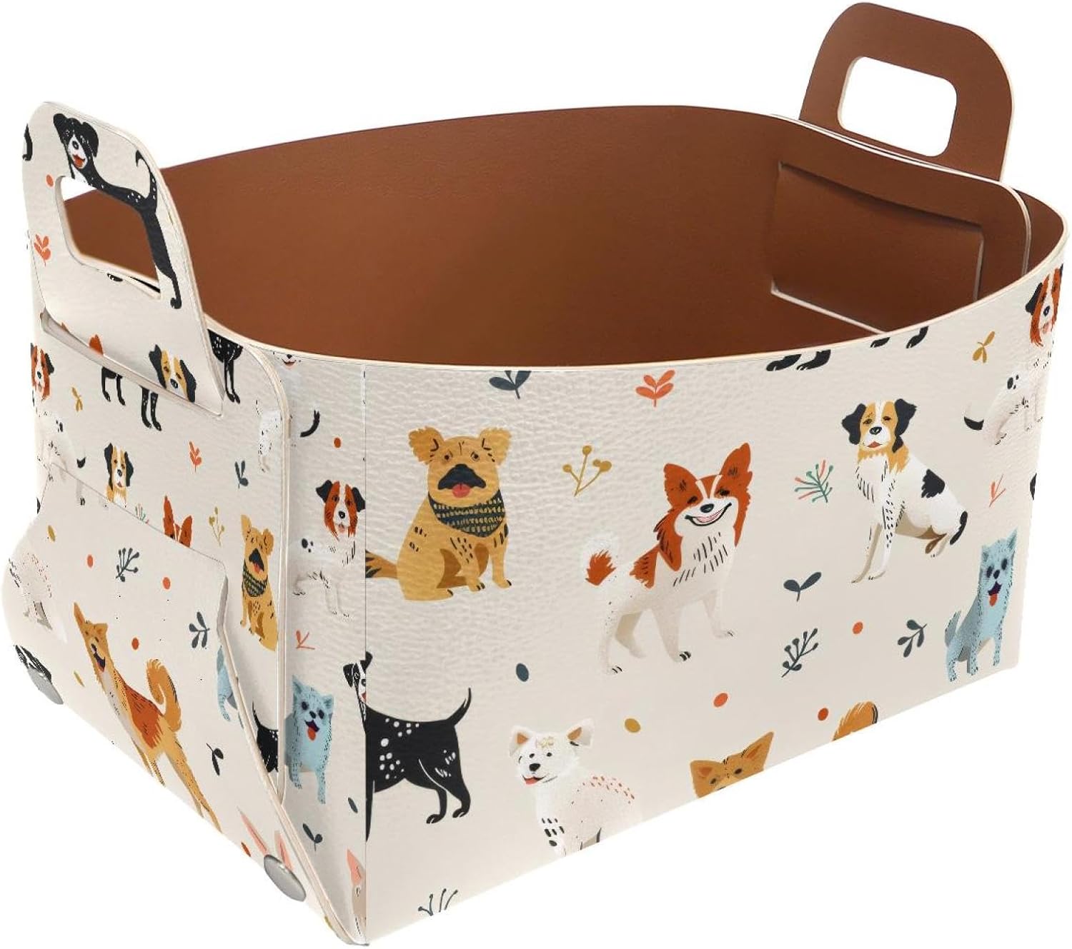 Small Storage Baskets for Organizing, Kawaii Variety of Dogs Rectangle Foldable Basket Container Bin for Shelves Bathroom Nursery Closet, 8.5×5.5×5.1”