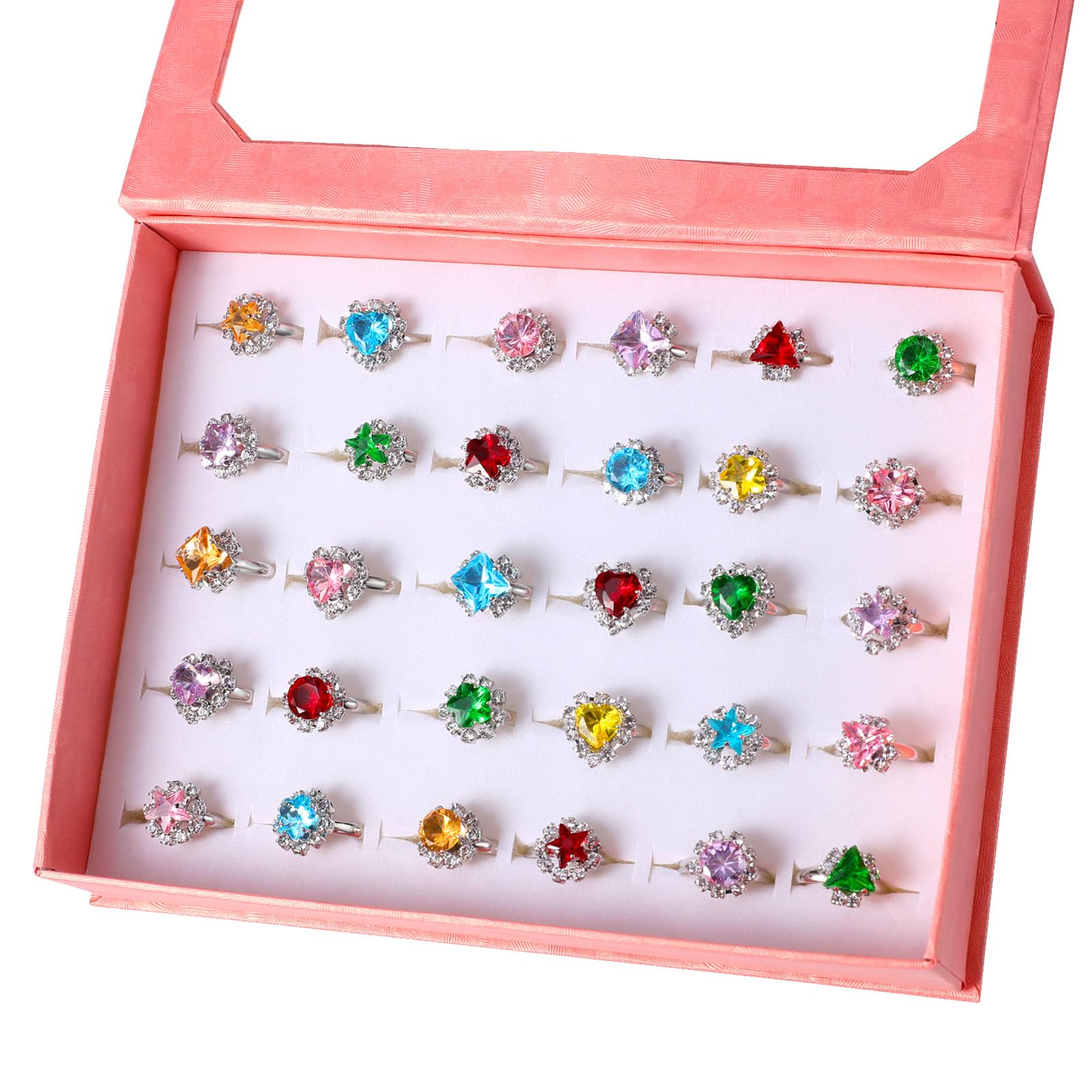 Snapklik.com : Jewel Rings For Kids 24pc Adjustable No Duplication Girl ...