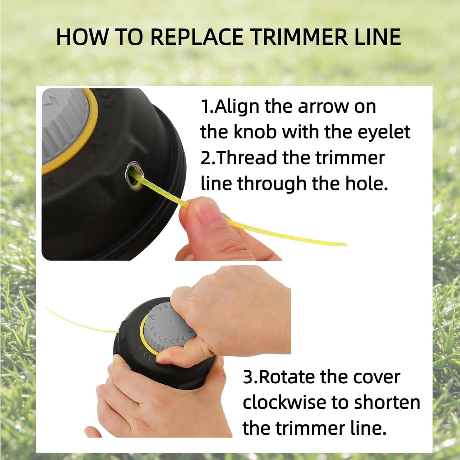 Replacement Trimmer Heads,Universal String Trimmer Head for Echo Ego Dewalt Craftsman Milwaukee,Bump Feed,Anti-Tangle Easy Install for Gas/Cordless Trimmer (Counter Clockwise/Left Hand Thread),Grey