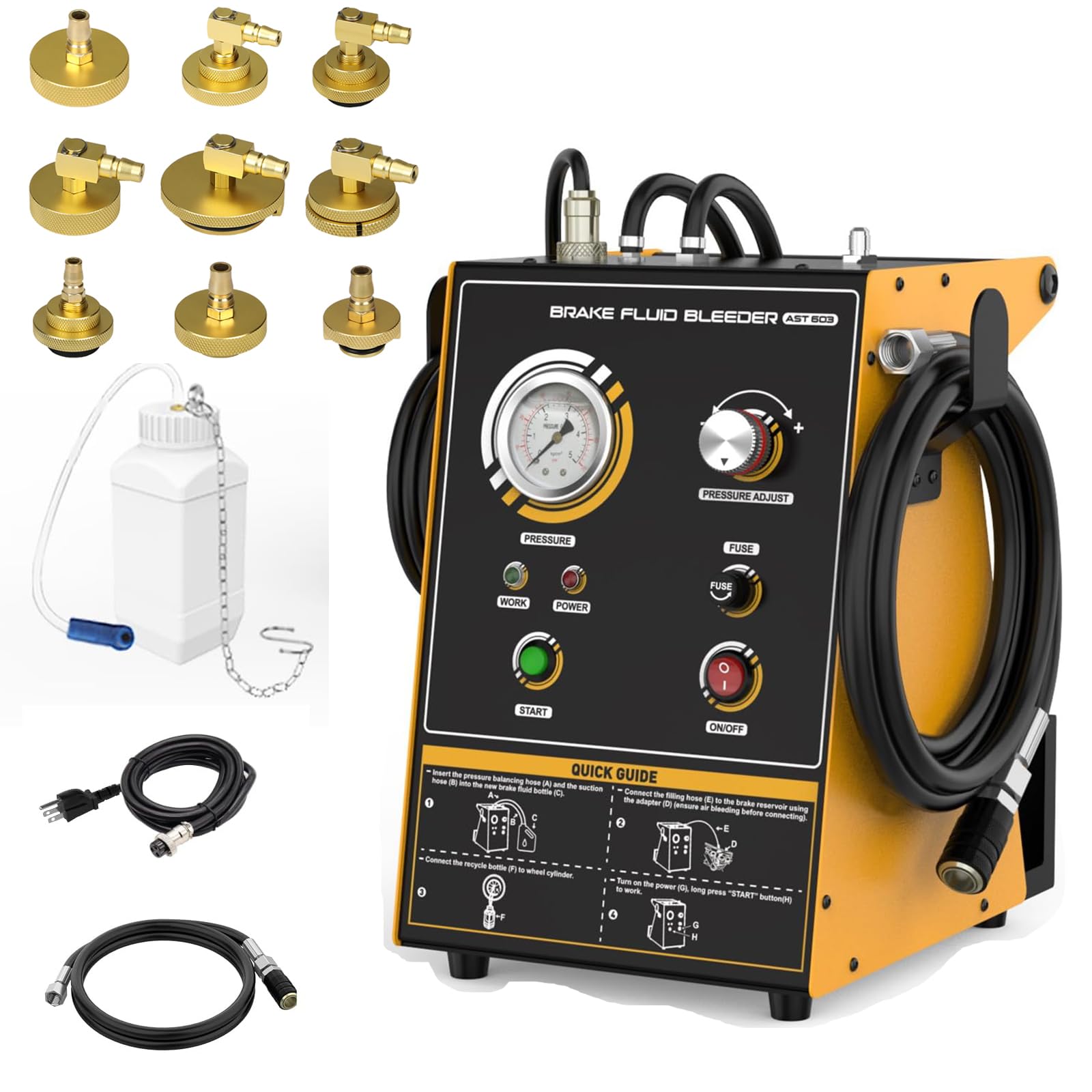 Automatic Brake Bleeder Kit with 9 Adapters