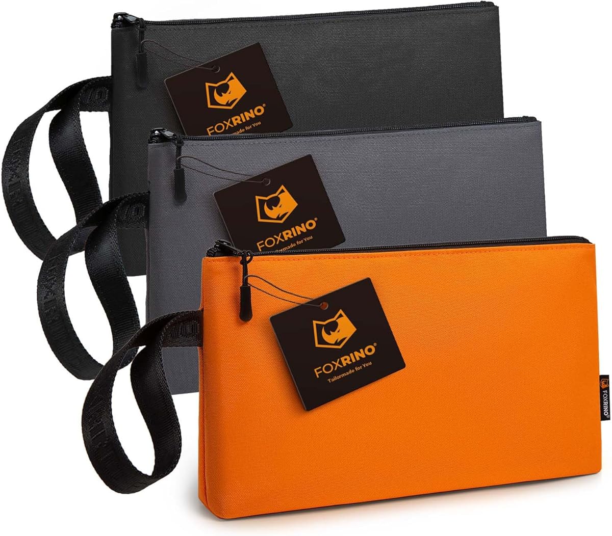 1110 Tool Pouch Bag, Heavy Duty Small Tool Bag with YKK Zipper, Multipurpose Storage Pouch for Tools, Gadgets, Cosmetics, Stationery, Travel Accessories (3 Pack)