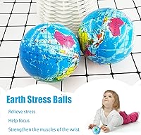Vista 6 de 24 PCS Globe Squeeze Balls,2.5 Inch Globe Bouncy Ball Earth Squishy Ball,Mini Foam Globe Squeeze Stress Balls