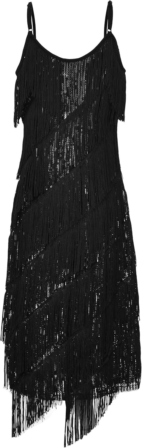 JerrisApparel Women’s 1920s Fringed Flapper Costume Tassel Latin Dance Party Dress