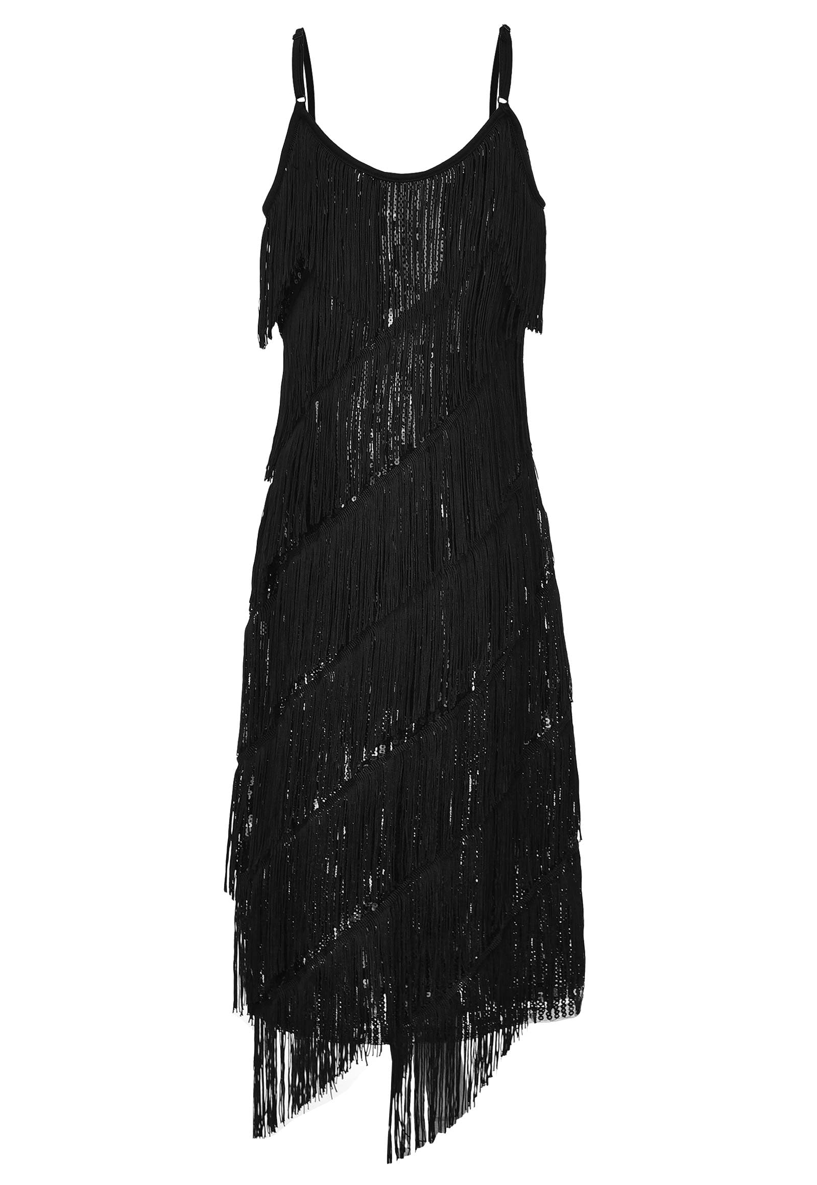 JerrisApparel Robe de soirée à franges style années 1920 pour femme