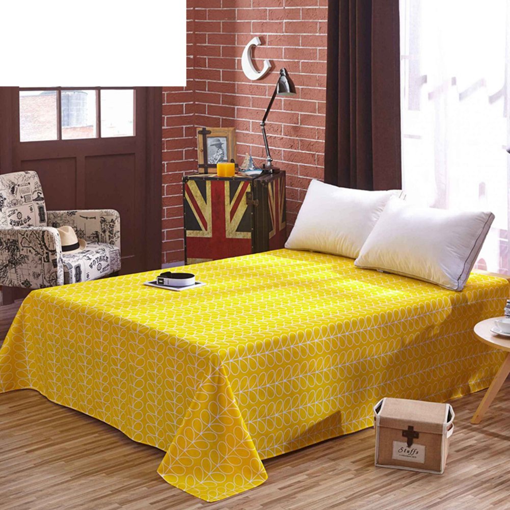 Draps en coton imprimé feuilles de printemps-été l Single double 200x230cm