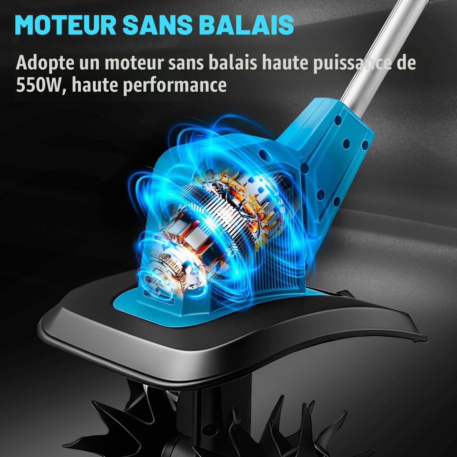WingFly Motobineuse sans Fil pour Batterie Makita 18 V, 21V Motobineuse Electrique sans Fil, 550W Moteur sans Balais, 20cm Largeur et 15cm Profondeur, pour Jardins et Cours (sans Batterie)