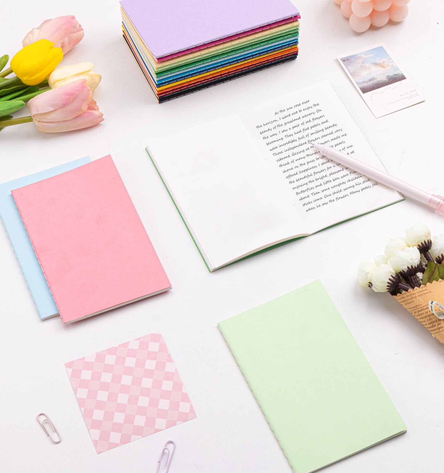 Paquete de 60 cuadernos coloridos de bolsillo en blanco, diarios a granel, cuadernos pequeños de 3.5 x 5.5, 30 hojas/60 páginas, mini cuadernos para niños, viajeros, estudiantes, suministros escolares