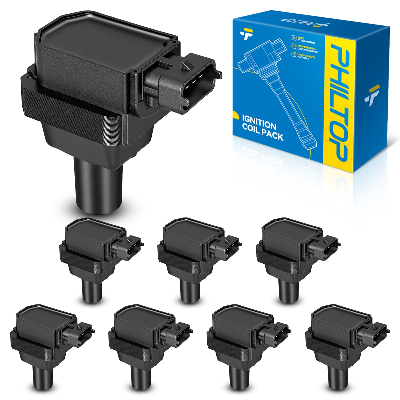 PHILTOP UF352 Ignition Coil Packs Fits for Volkswagen 1997-1998 SL500, 1996-1999 S500, 1996-1999 S420, 1997 E420, 1996-2002 SL600, 1996-1999 S600
