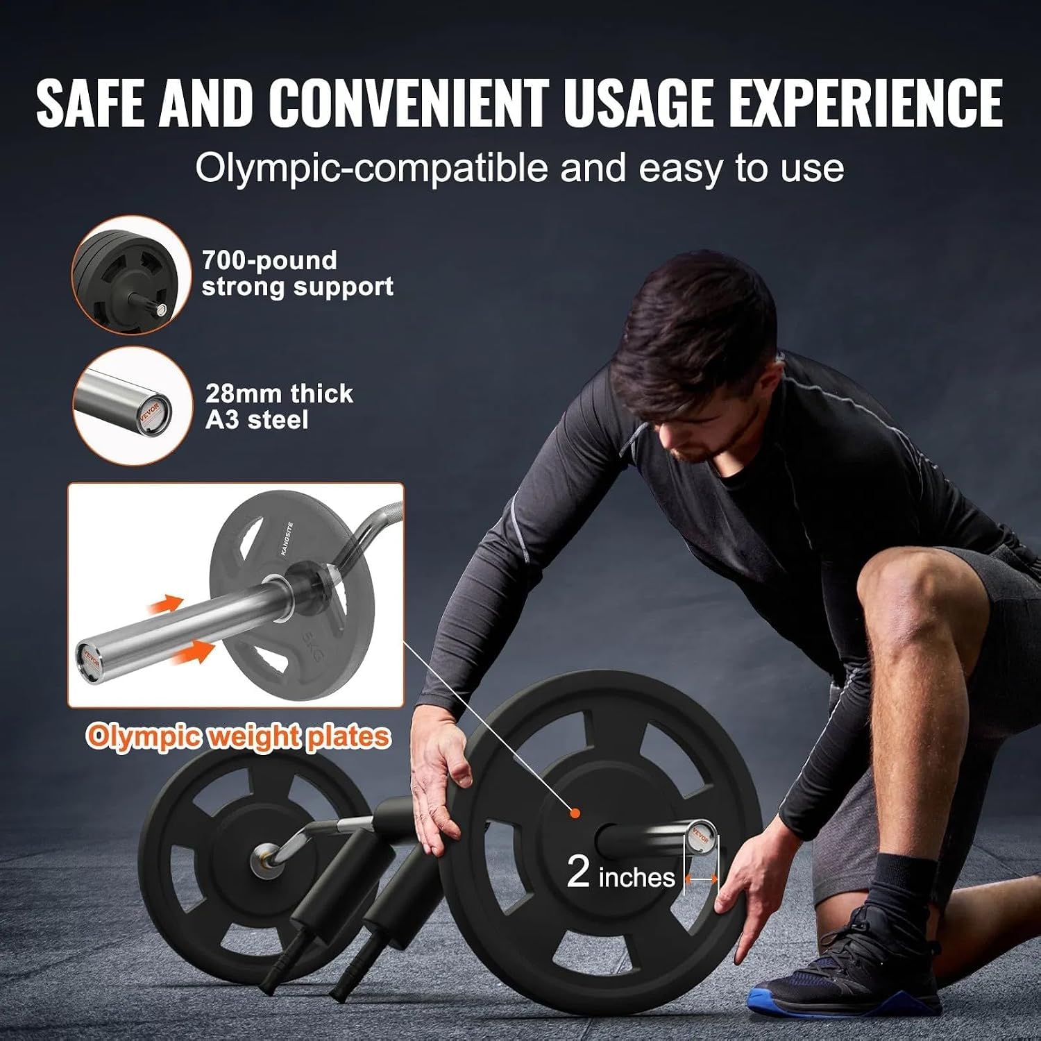 Barra De Sentadillas De Seguridad, Barra De Sentadillas De Fitness De 700 Libras, Accesorio De Barra De Sentadillas De Seguridad Con Almohadillas Para Hombros Y Brazos, Barras De Peso De 28 Mm De