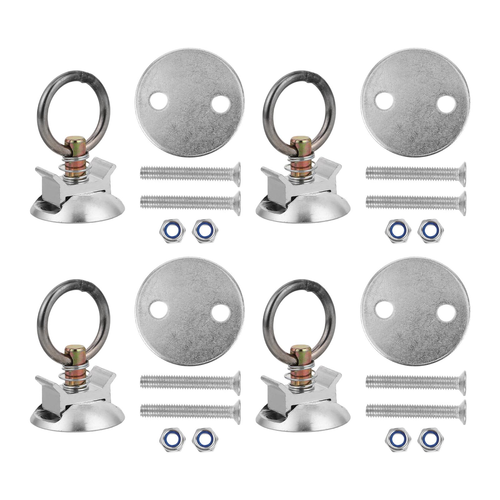 Kit de Anclaje Redondo de Liberación Rápida para Transporte de Carga, 4 Piezas en Aluminio y Acero Inoxidable, Perno de Anclaje Seguro para Vehículos y Remolques