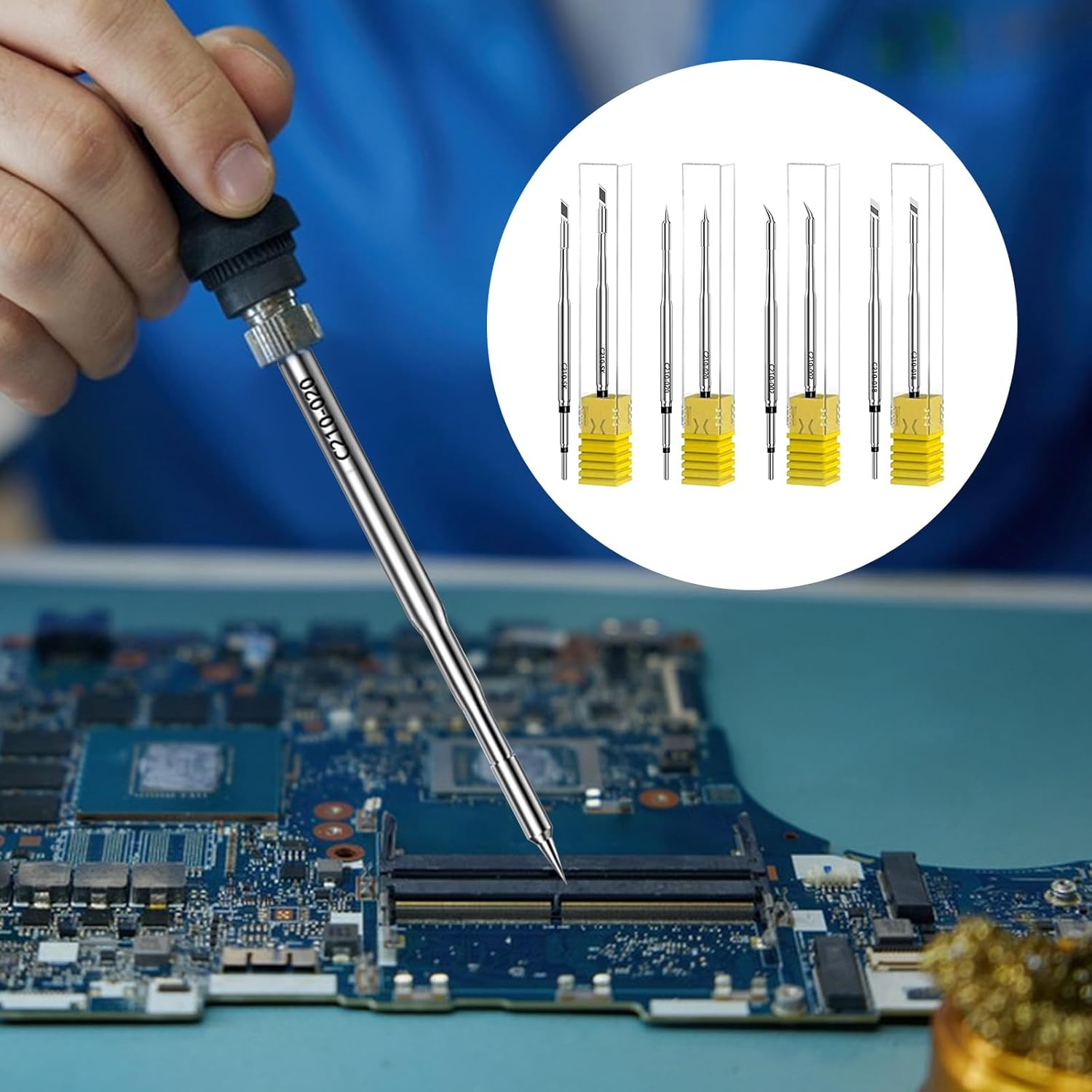 8-Pack C210 Soldering Iron Tips for T1 Max – Includes C210-K, SK, I, IS (2 Each) – Rapid Heat-Up, Minimum Required Power 12W Nickel-Chromium Solder Bits for Soldering Iron