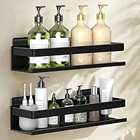 Vista 7 de Estante de ducha de 3 unidades, estante de ducha de baño, resistente al óxido, instalación con adhesivo de aluminio, no requiere perforación