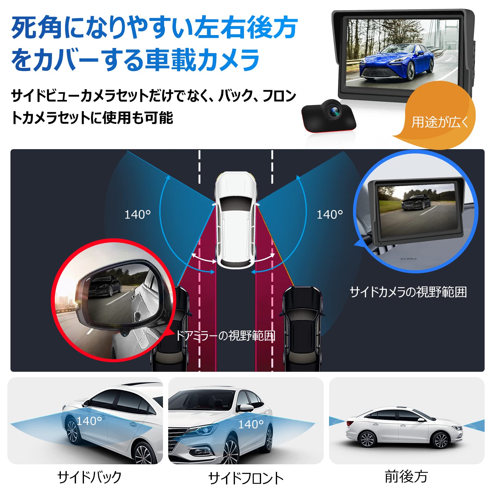 Amazon.co.jp: PARKVISION 1080Pサイドカメラセット AHDバックカメラ 