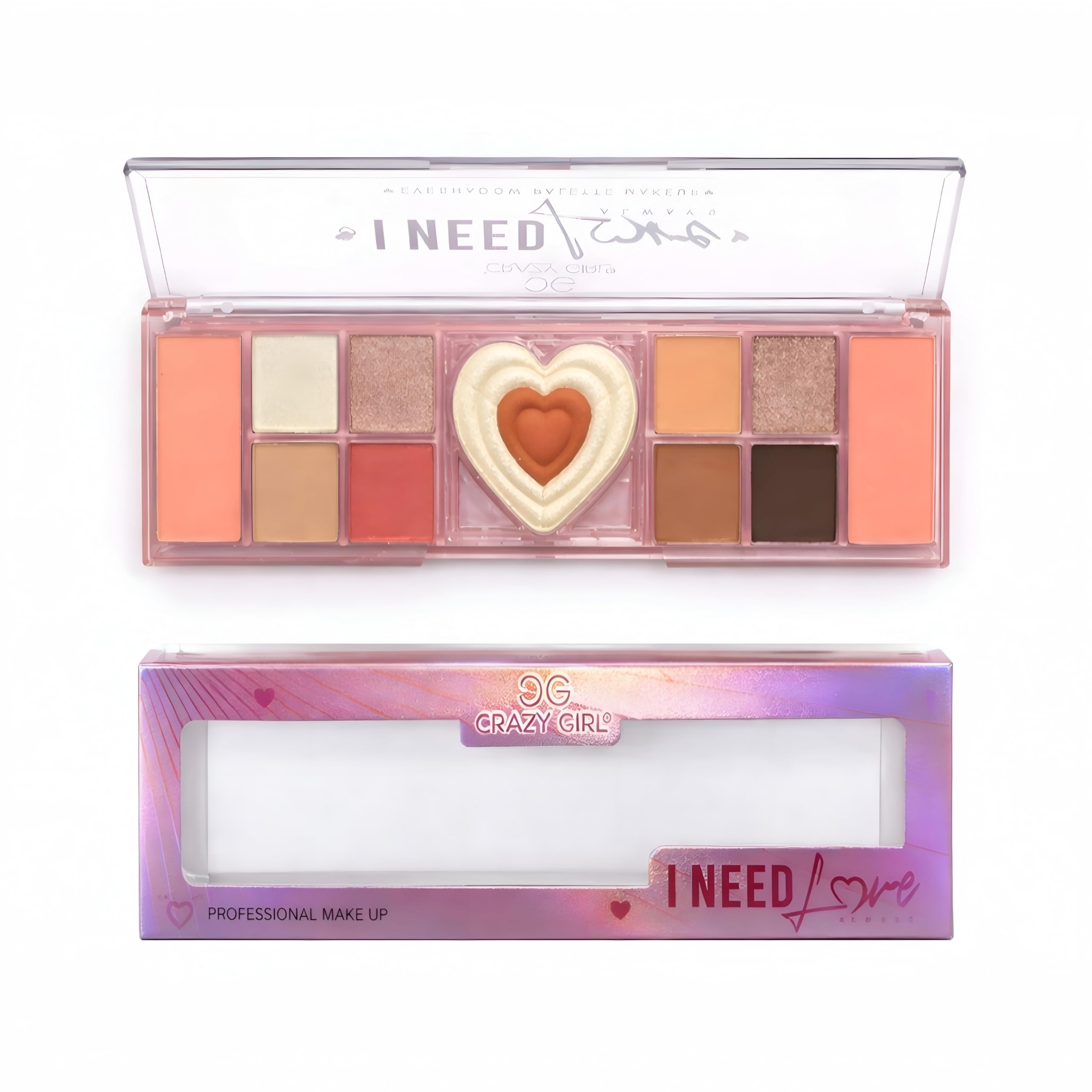 CRAZY GIRL 3 in 1 Makeup Palette | 12 Shades Glitter & Matte Eyeshadow + Blush + Heart Shape Highlighter | All in One Face & Eye Makeup Kit for Women & Girls | Travel Friendly Compact Palette | Beginner Friendly (Nude Tones)-image-38