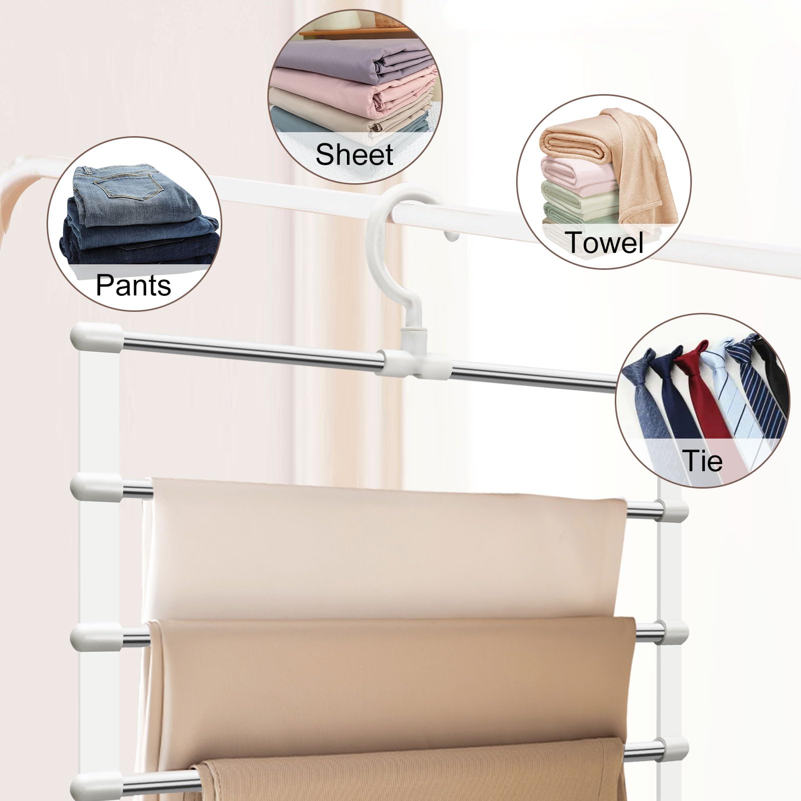 3 Grucce Pantaloni Salvaspazio - Ogni Gruccia Tiene 6 Pantaloni, Per Armadio, Jeans, Sciarpe, Ideale Per Spazi Piccoli