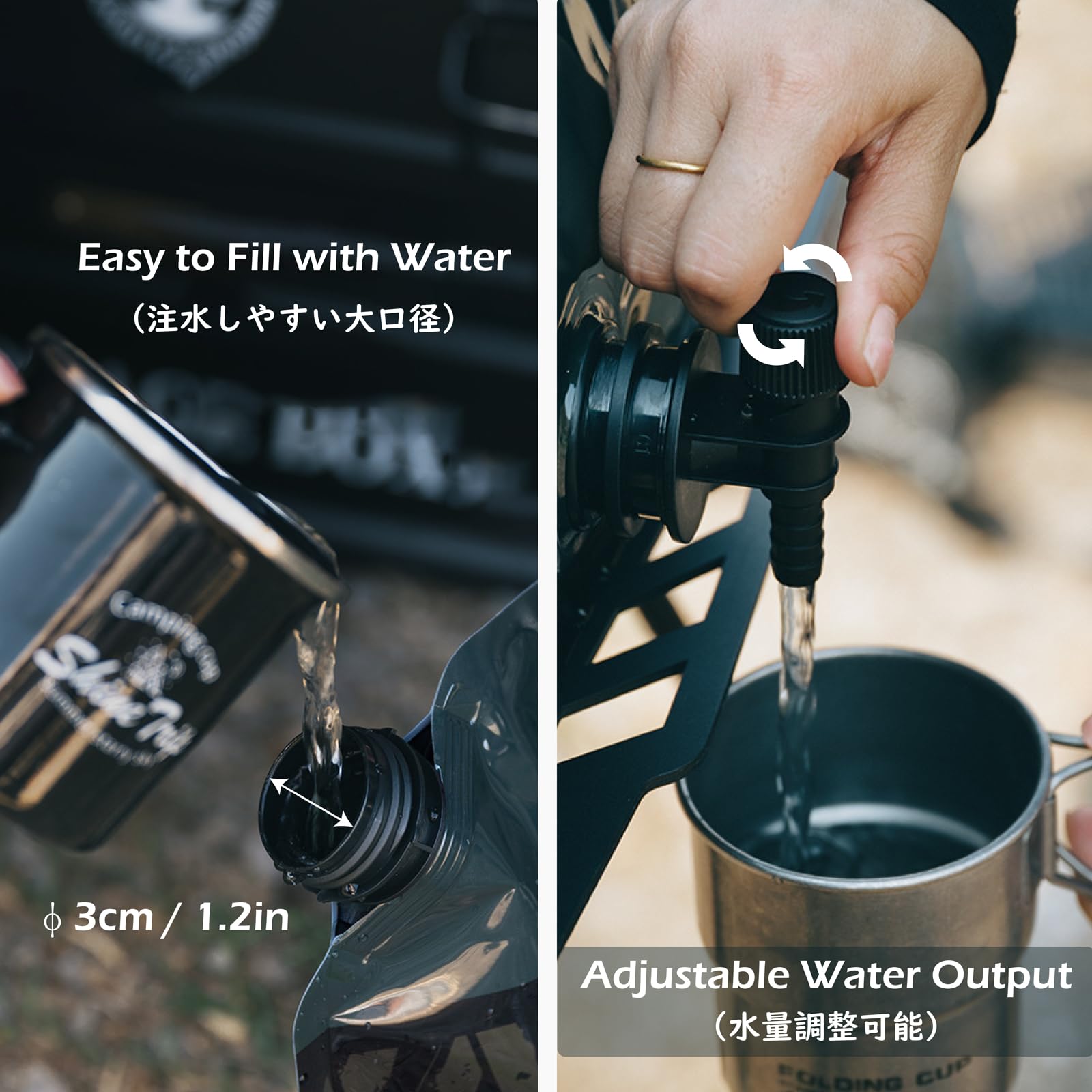 TRIWONDER Collapsible Water Container Bag with Spigot 8L Water Storage Bag Folding Drinking Water Carrier for Camping BBQ Picnic (Khaki) - Image 4