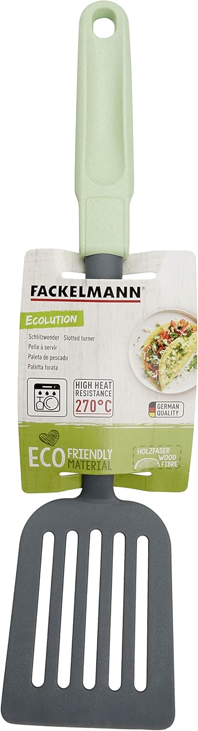 Fackelmann Eco Friendly Plastic Fried Scoop, Perforated Line, Mint Green, 32 cm