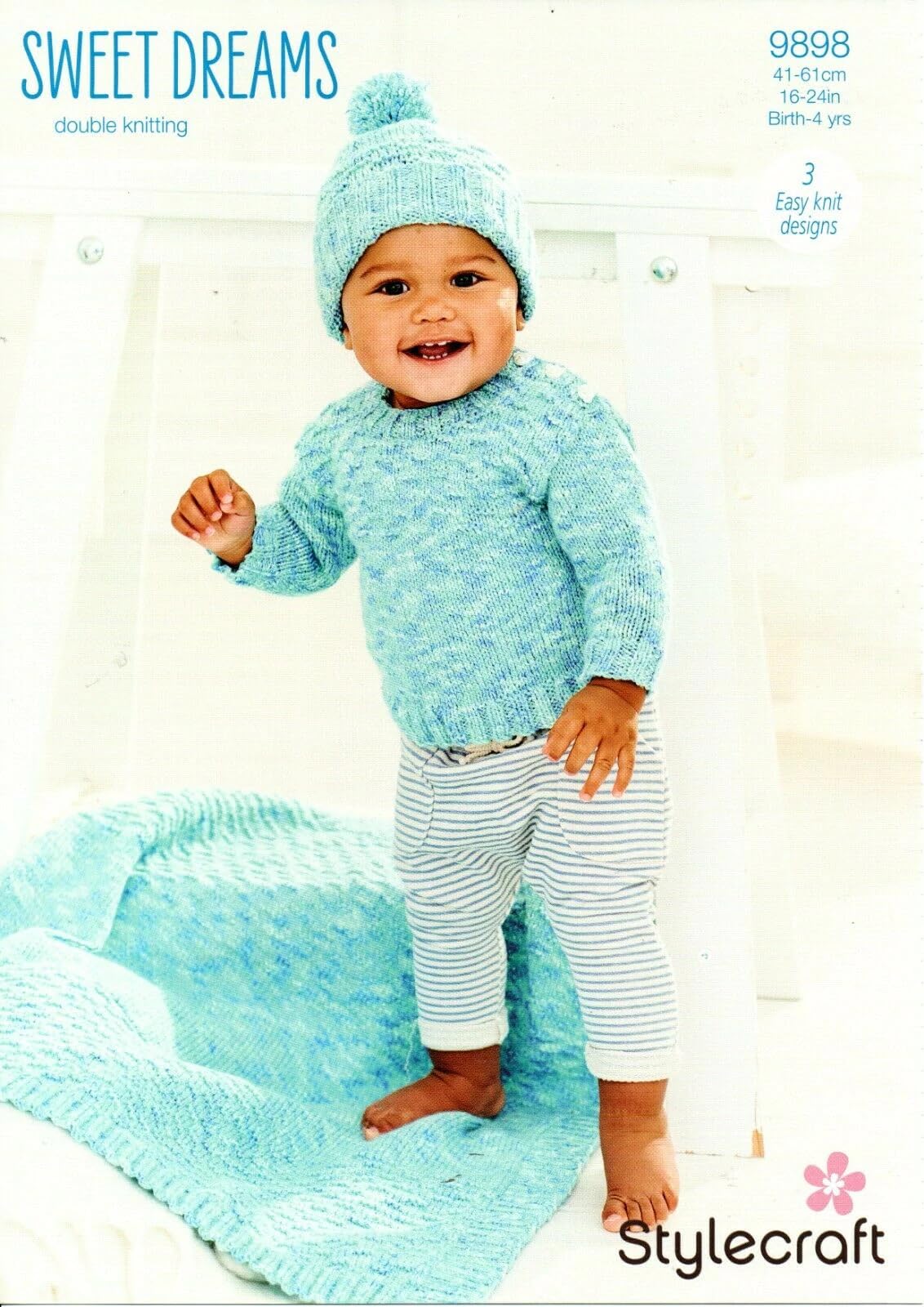 HAND KNITTING PATTERN ONLY Stylecraft Baby Child Sweater Hat & Blanket 9898 New