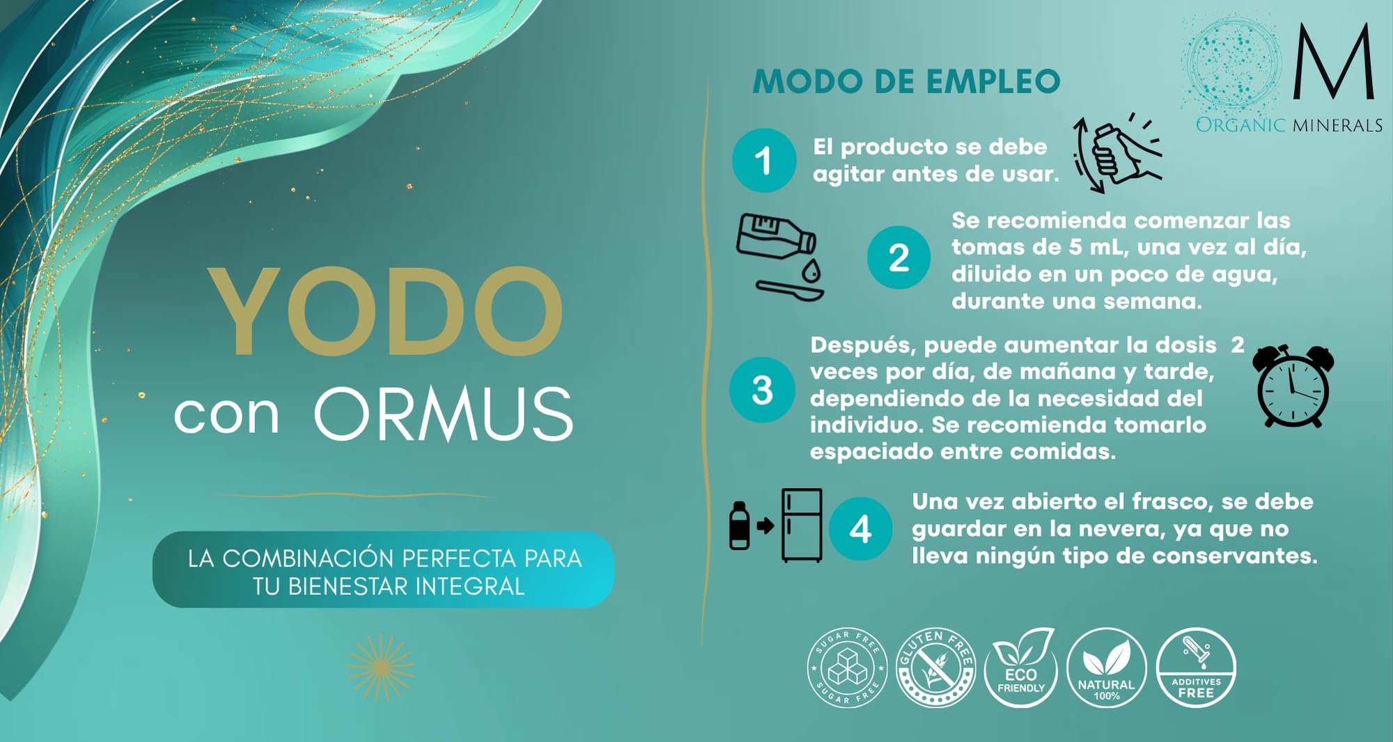 Yodo + Ormus OM Organic Minerals | Suplemento de Minerales Esenciales para Energía y Sistema Inmune | 100% Natural y Bioactivos | Cantidad 250mL