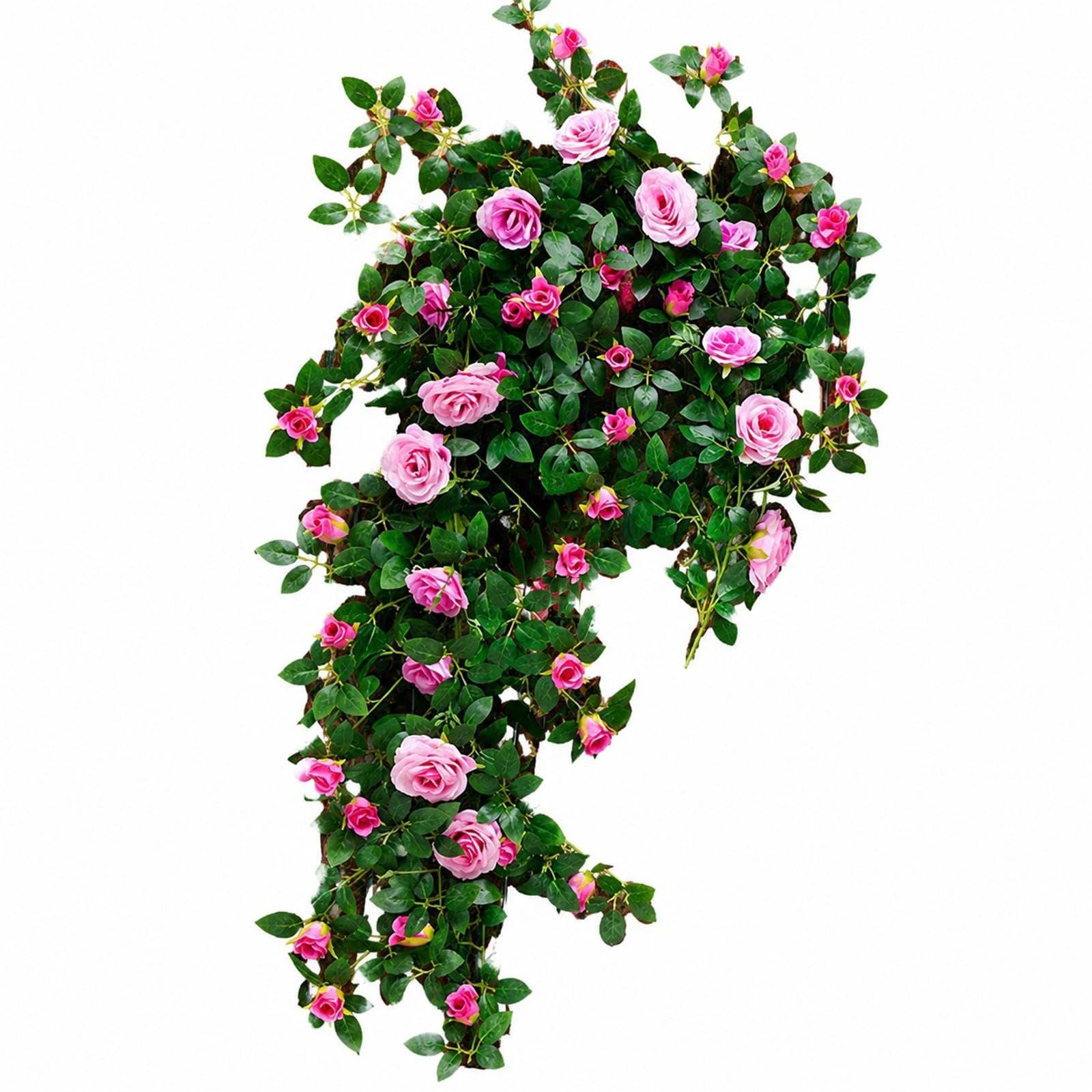 71in Artificial Rose Vine Silk Flower Garland Wedding Garden Decor(Purple)
