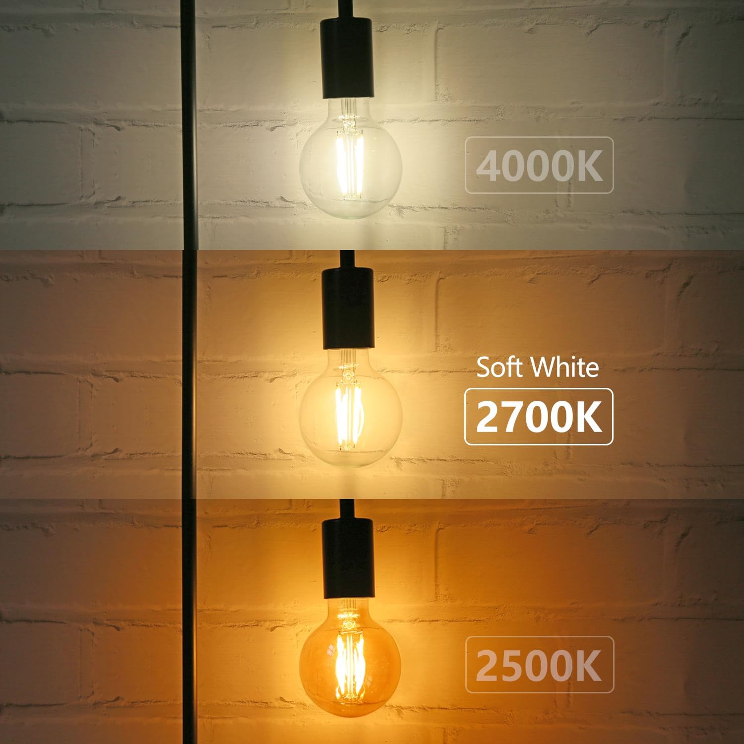 G25 LED Edison Vanity Globe Light Bulbs, LED Filament Light Bulb, 6W Equivalent to 60W, G80 Dimmable 700LM E26 Medium Base, Bathroom Vanity Mirror Light Pack of 6 (Clear 2700K).