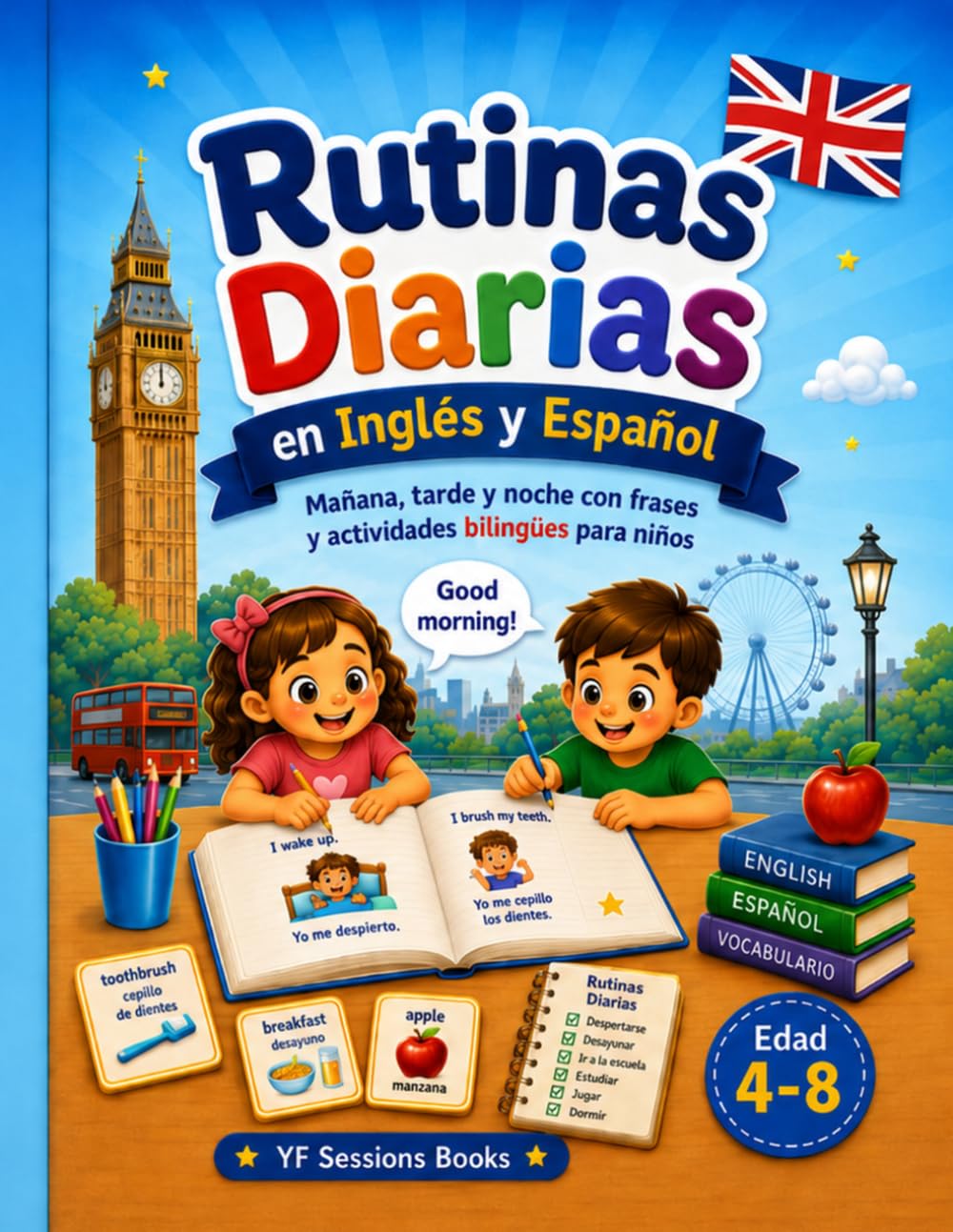 Rutinas Diarias en Inglés y Español: Aprende palabras, frases y hábitos de cada día con actividades bilingües para niños