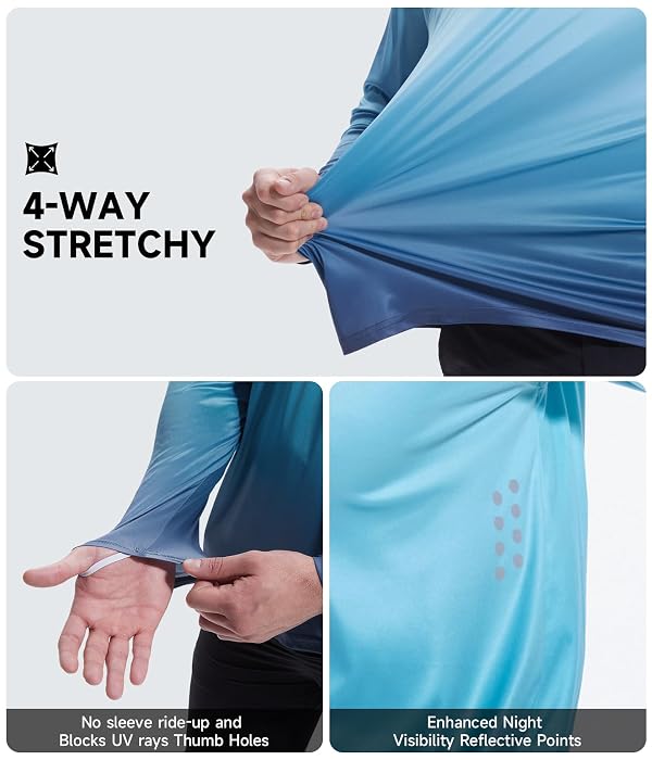 Mens UPF 50+ Long Sleeve Sun Shirts Fishing Rash Guard Uv Protection Tops by CL convallaria - Used condition - Image 5