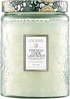Voluspa French Cade Lavender Candle Jar, 18oz Coconut Wax Blend, 100 Hour Burn, Rustic Lavender Scented Home Decor