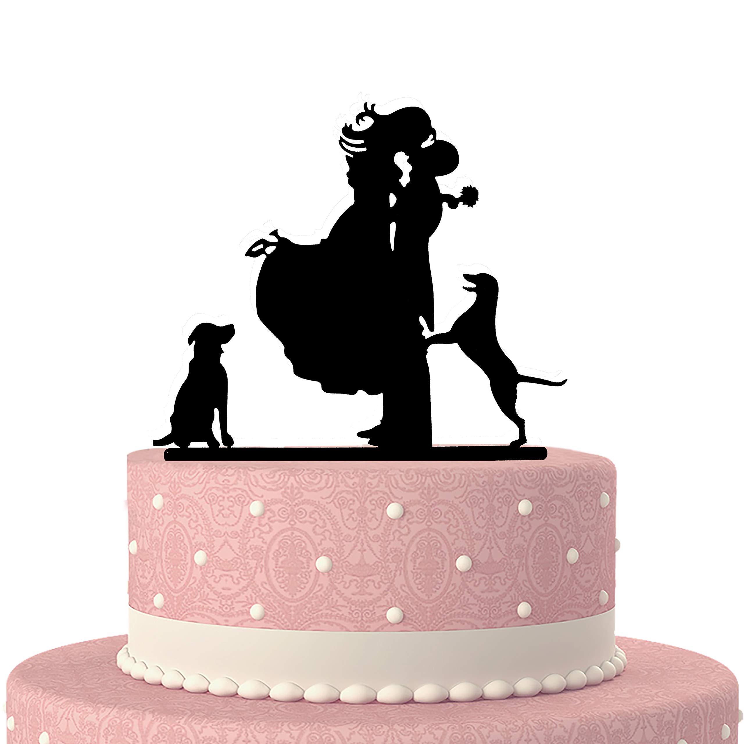 Amazon Co Jp 77ポニーウェディングケーキトッパー 花嫁と花婿の新郎 ペット犬2匹のケーキデコレーション Toys