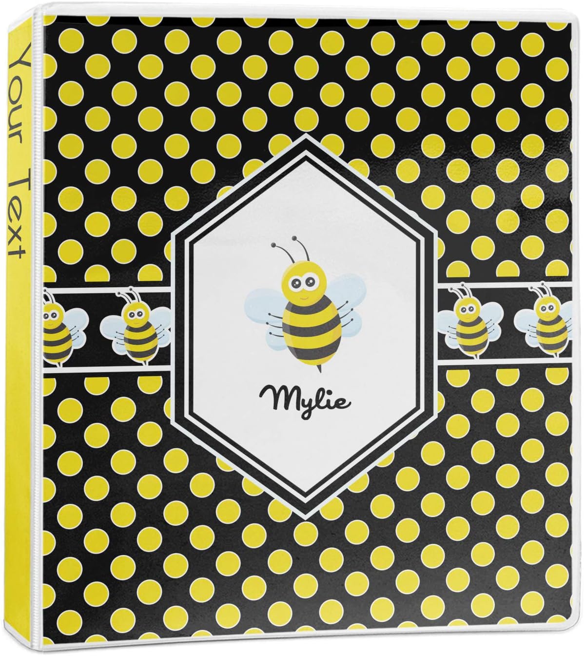 Personalized Bee & Polka Dots 3-Ring Binder - 2 inch