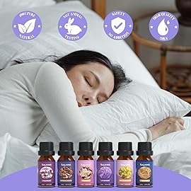 SALKING Sleep Essential Oils Set, Pure and Natural EssentialOils, Fragrance Oil Scented Oils for Oil Diffusers 6 x 10 ML - Lavender, Vetiver, Sandalwood, Valerian, Helichrysum, Benzoin