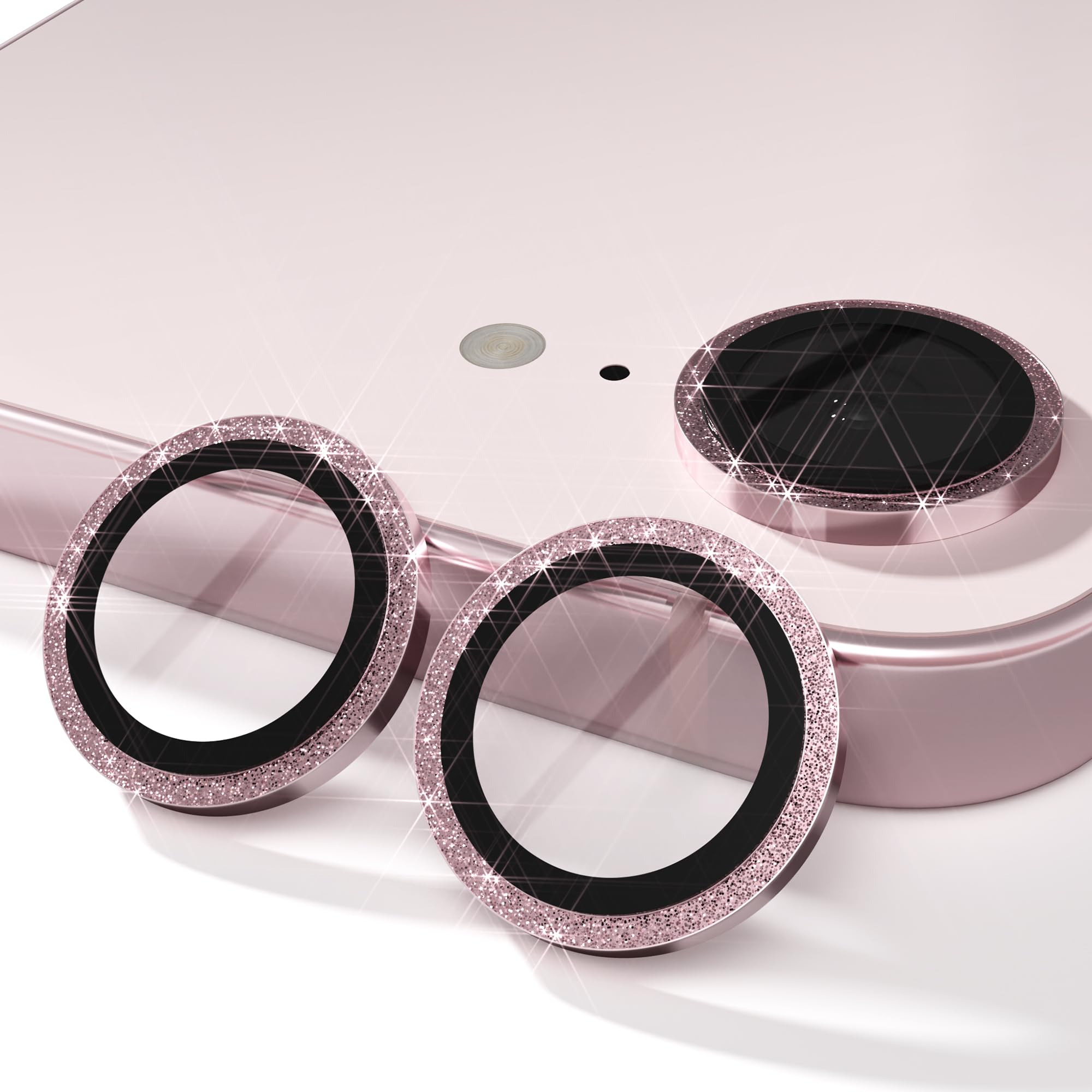 Orzero 9H Glass Camera Lens Protector for iPhone 17e/16e-Bling Pink, 3 Pack