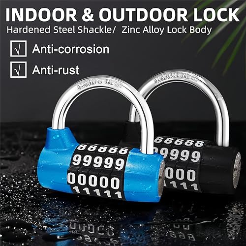 Miniatura 7 de Cerradura de armario de gimnasio,Cerradura de combinación de 5 dígitos,Candado de seguridad para casillero escolar, Armario deportivo,