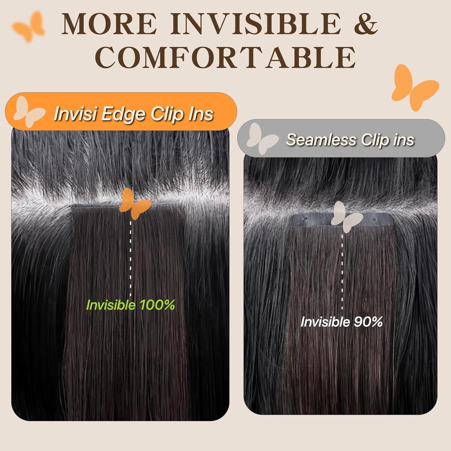 Clip in Hair Extensions Long Straight, 100% Real Human Hair,No Tangle & Smooth,85g, 10 Inch,#06 Light Brown