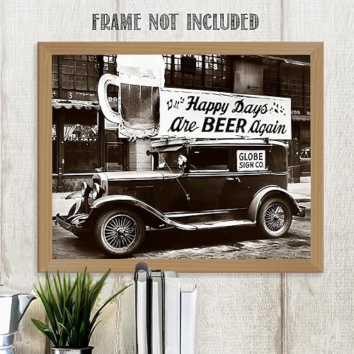 Miniatura 6 de Happy Days are Beer Again póster sin marco de 11 x 14 pulgadas, fotos retro vintage de los años 20 para bar clandestino y contrabandista, foto en