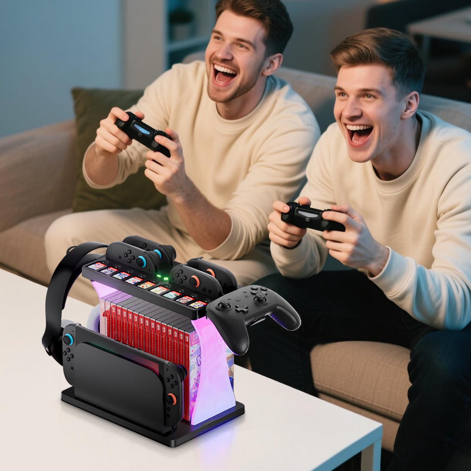 Switch 2 Storage Station, dock di ricarica per Joycon Switch2, organizer multifunzionale per Nintendo Switch 2 accessori con 16 dischi di gioco e 9 slot per carte da gioco, supporto per