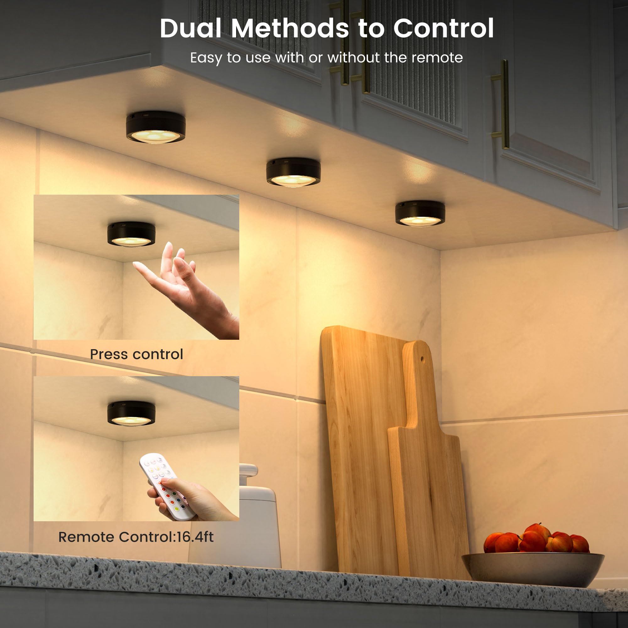 Luci LED Sottopensile Onumii - 6 Pezzi, Telecomando, RGB, Batterie AA, Adesive - Foto 7