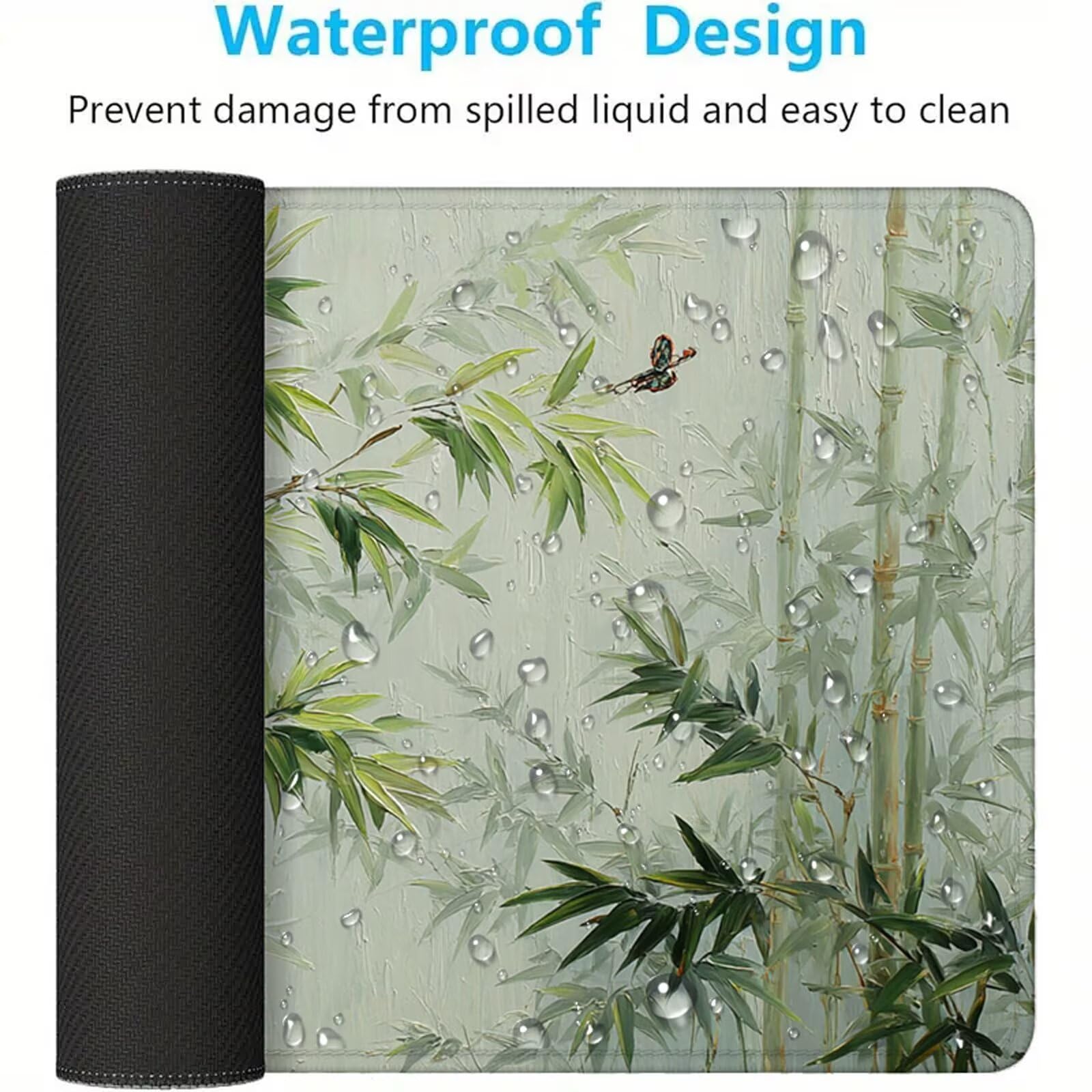 Podkładka pod mysz krajobrazową XXL 1200 x 600 mm bambusowa podkładka pod mysz na biurko z wodoodporną powierzchnią i antypoślizgową podstawą, podkładka pod mysz do biura, komputera, poprawia