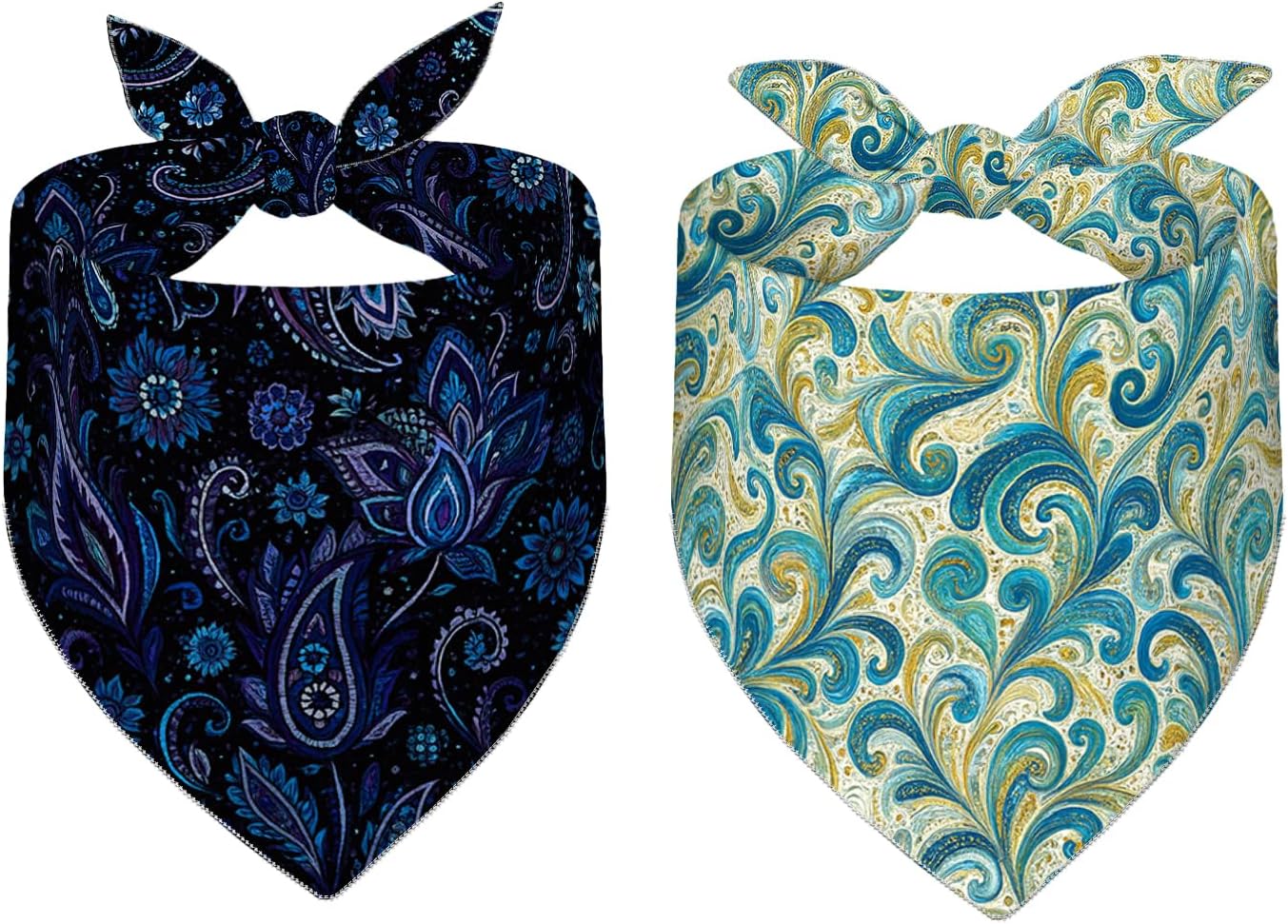 HOMETITUTE 2 Pack Dog Bandanas Paisley Floral Reversible Scarf XL image 2
