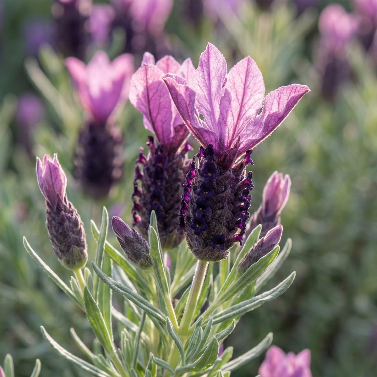 Bloomique - Lot de 6 - Lavandula Stoechas Anouk - Lavande Papillon - Rustique - Plante balcon - Plante jardin - Hauteur 20-25 cm - Pot 12 cm