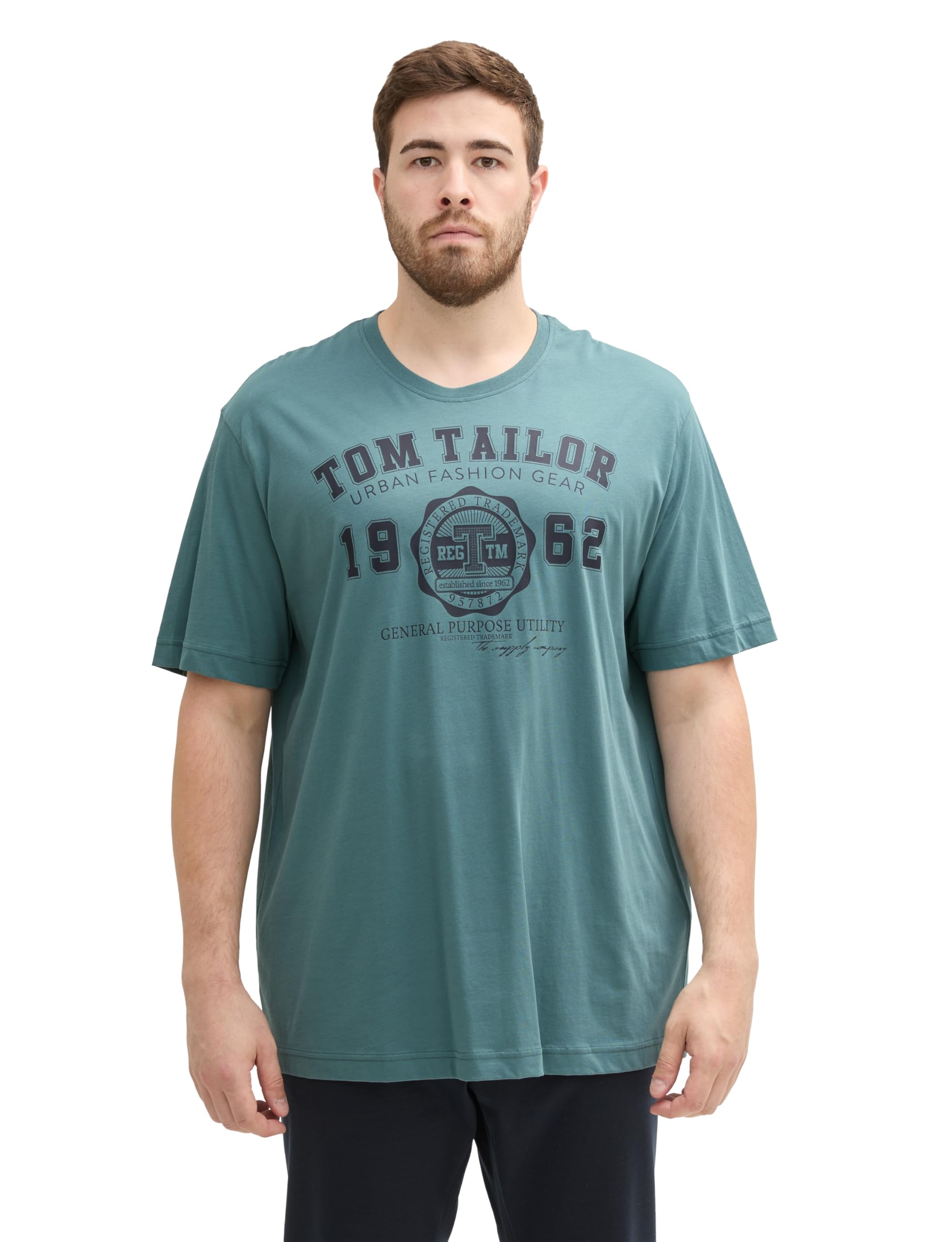 TOM TAILOR Herren Plussize T-Shirt mit Logo Print