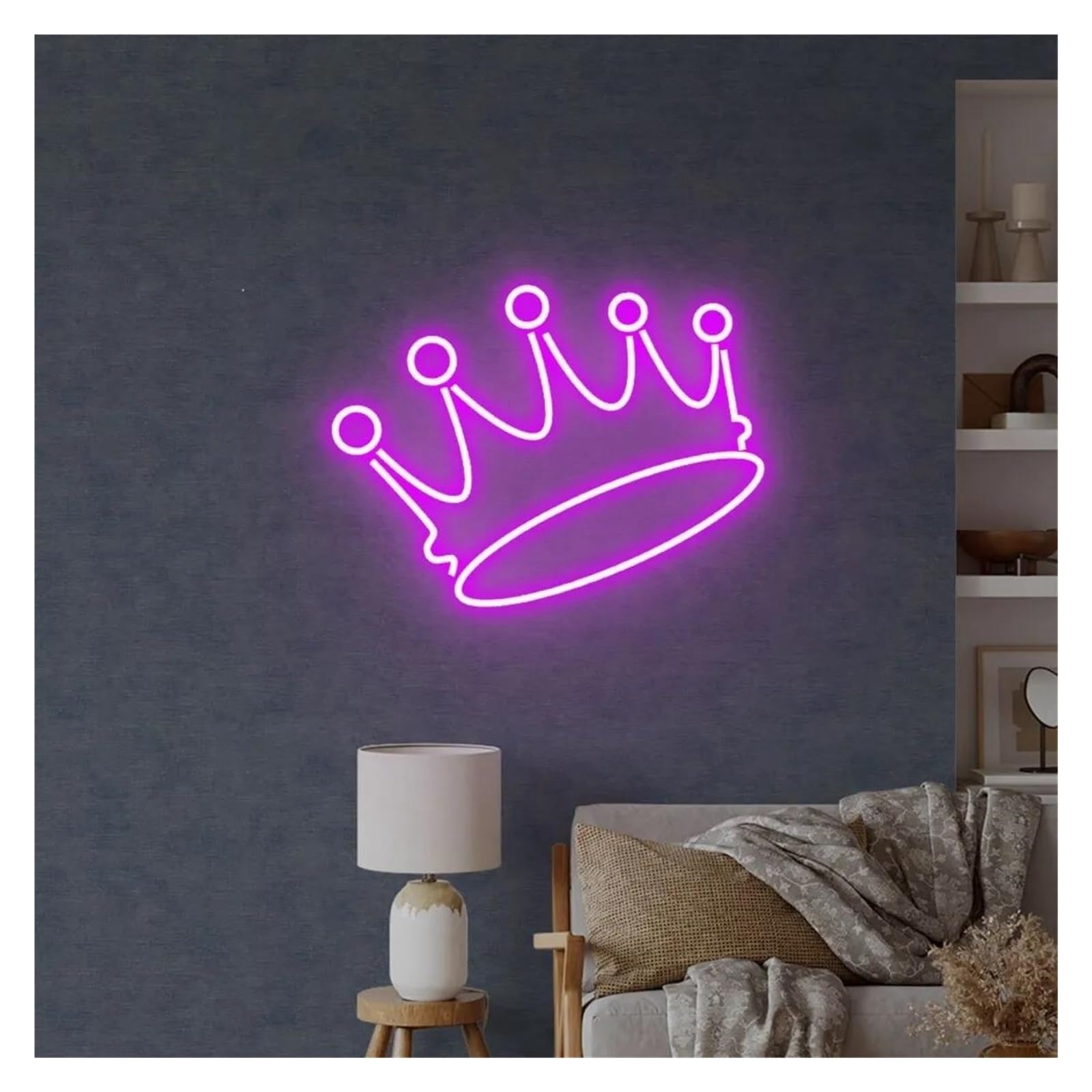 LEMST Signs Lamp Crown Neon Signs USB Powered, Adjustable Brightness Neon Lights Crown Suitable for Bistro Party Decor Commercial Light(B,30cmx40cm)