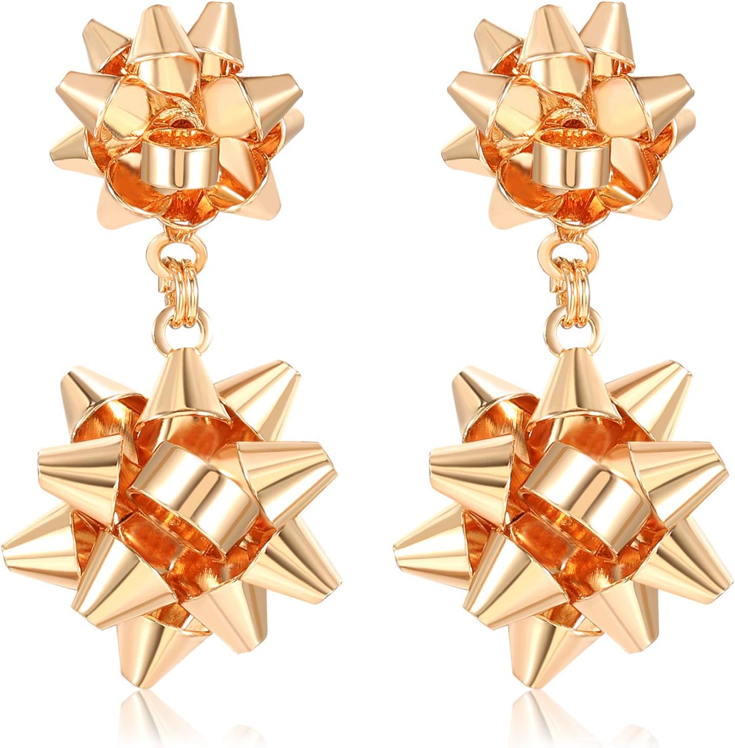 Boderier Christmas Bow Earrings Gold Gift Bow Stud Drop Earrings Xmas Holiday Party Jewelry for Women Girls (Christmas Bow)